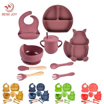 China Minimalist Easy Clean Baby Bib Silicone Baby Bib Bowl Dish And Spoon Set Waterproof Set Waterproof Set for sale