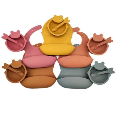 China Minimalist Silicone Baby Bib Bowl Set With Spoon Silicone Baby Place Mat Bowl for sale