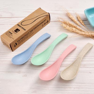 China Contemporary Safe Material Green and Healthy Wheat Straw Spoon for Child for sale