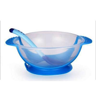 China BPA Free PP Baby Sucker Bowl With Lid And Temperature-Sensing Spoon Set for sale