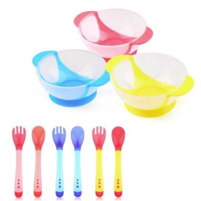 China BPA Free Baby Feeding Bowl with Spoon Learning Dishes Tableware Set Baby Toddler Baby Kids Children Feeding Lid Training for sale