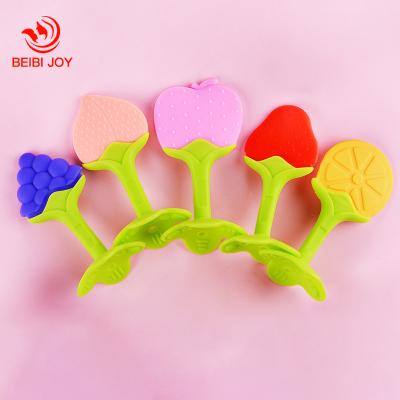 China Wholesale Toothbrush Teether Toy For Kids Baby Teething Toy Silicone Baby Food Grade Silicon Fruit Baby Teether for sale