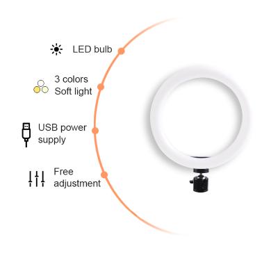 China 10 Inch LED Facebook Selfie Phone Ring Light with Mini Ball Head for Youtube Live Stream 128 Charger 5V 3 PCs /makeup BLANCLITE USB for sale