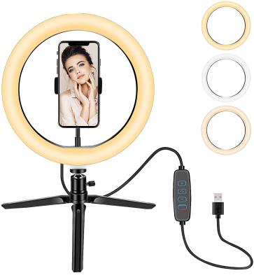 China 6/8/10/12 Inch Mini Selfie Photo YouTube Video LED Ring Light with Flexi Phone Clamp and Light Stand for Makeup Live Streaming for sale