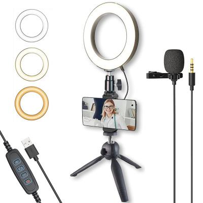 China Hot Sale 6inch Photographic Studio Video Lighting Vlog Kit Selfie Led Ring Light and Collar Clip Microphone for YouTube Tik Tok BCL-VT-03 for sale