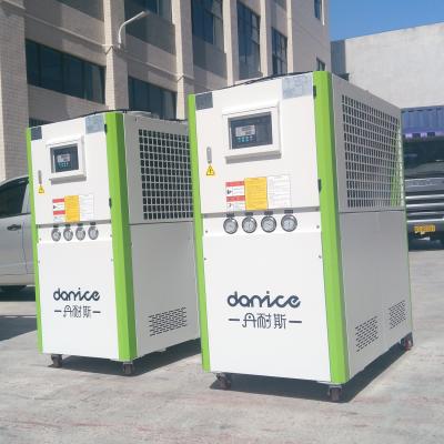 China Industrial Refrigerant Plant 440V 60HZ R410a 25kw 10TR Air Cooled Chiller For Plastics Machine Mexico for sale