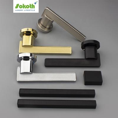 China Good Plating Zinc Alloy Home High Quality Door Locks Handle Interior Set for sale