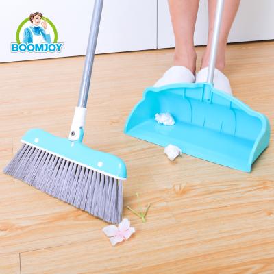 China Household Modern Open Sweeper Lid Width Boomjoy Broom and Plastic Dustpan Set with Long Handle for Home for sale