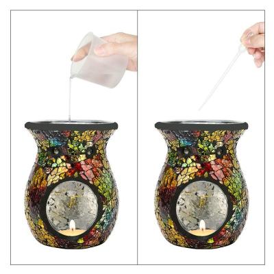 China Custom Glass Mosaic Design Aroma Lamp Oil Burner for sale