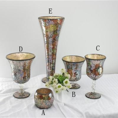 China Art Decor Popular Selling Brown Mixed Crack Mosaic Vase Set in Different Size for sale