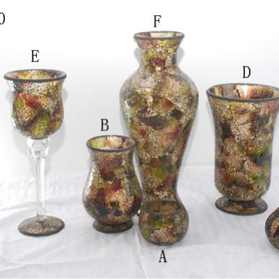 China Art Decor Popular Selling Brown Mixed Crack Mosaic Vase Set in Different Size for sale