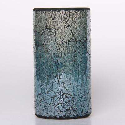 China Home Decoration Hotel Amazon Good Selling Blue Cylinder Mosaic Ombre Candle Holder for sale