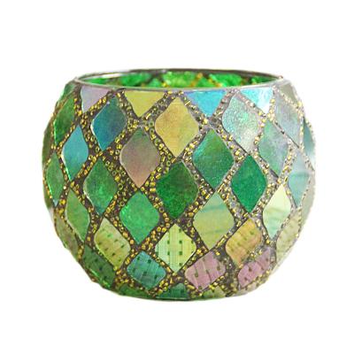 China ECO-frendly YIXIN mosaic tealight table candle holder glass mosaic decorative round votive jar candle holder for sale