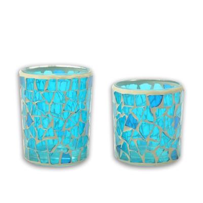 China Eco-friendly High Quality Glass Mosaic Tea Light Mosaic Sconces Holder Mosaic Table Home Centerpieces for sale