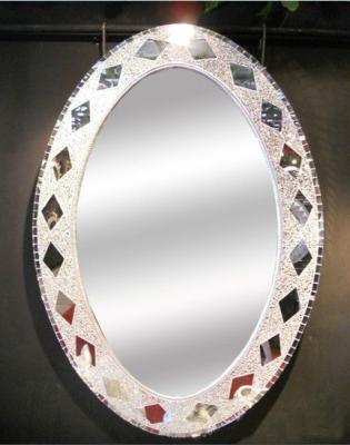 China Beautiful Art Decor 32*24 Inch Mosaic Oval Silver Decorative Mirror Good Selling for sale