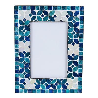 China Environmental Friendly Handmade Silver Mosaic Picture Frame Mosaic Glass Photo Frame For Picture for sale