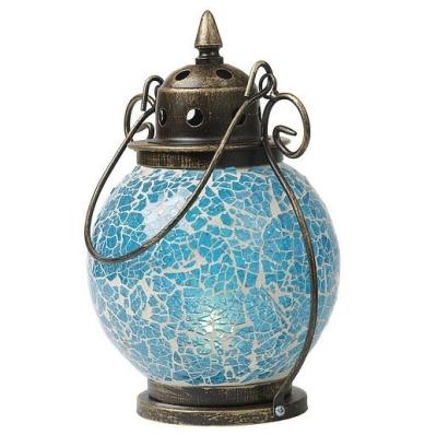 China Home Decoration Blue Color Glass Mosaic Hanging Lantern for sale