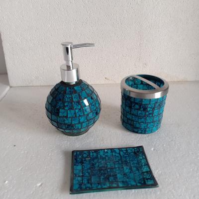 China YIXIN HIGH QUALITY HOUSEHOLD BATHROOM ACCESSORIES viable SET MOSAIC GLASS MOSAIC BATHROOM ACCESSORIES MOSAIC BATHROOM SETS for sale