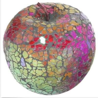 China Europe Decoration Table Crack Colored Apple Mosaic Fruit Glass Craft for sale