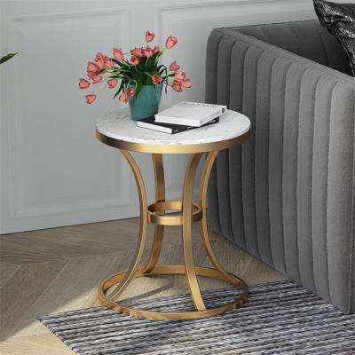 China High quality light luxury small round marble sofa table for sale