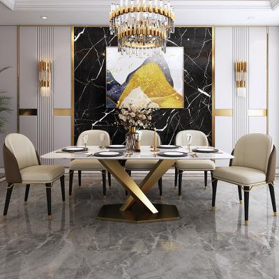 China (Other) Rock Slab Home Furniture Adjustable Modern Marble Dining Table for sale