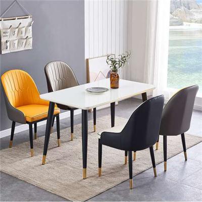 China New Design PU Leather Dining Table Removable High Density Sponge Dining Table Modern Dining Table And Chair for sale