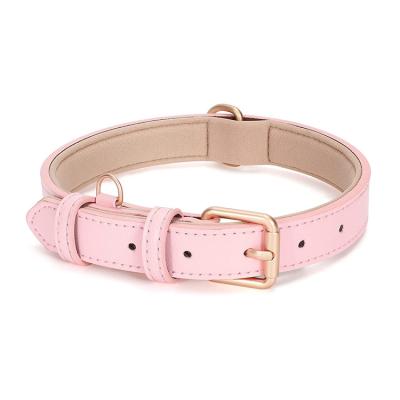 China Adjustable Soft Breathable Leather Padded Dog Collar Padded Collar for sale