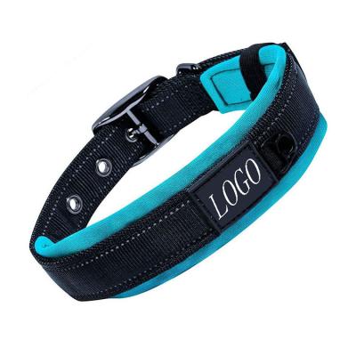 China Comfort Collar Reflective Nylon Ultra Soft Neoprene Padded Dog Collar for sale