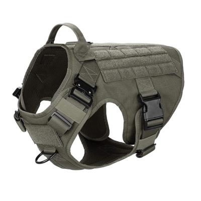 China Comfortable Padded No Front Clip Tactical Working Double Panel Molle Metal Buckle Dog Pulling Harness for sale