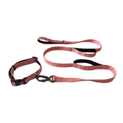 China Durable Custom Logo Comfort Nylon Dog Collar Set With Heavy Duty Metal Carabiner Triple Handle Dog Leash for sale