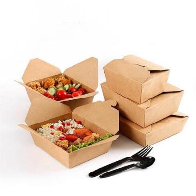 China Fast Food Box Tray Eco Friendly Disposable Kraft Biodegradable Packaging Paper Box For Caterer for sale