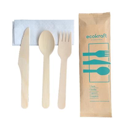 China Factory Direct Wholesale Biodegradable Cutlery Wooden Cutlery Set Disposable Minimalist Wooden Cutlery for sale