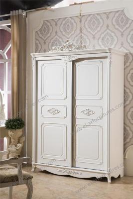 China Neoclassical Bedroom Furniture Wooden Wardrobe with Sliding Closet Door D-9007 for sale