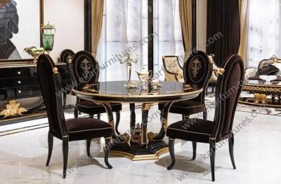 China Classic Style Dining Room Table Round Pedestal Dining Table Marble wood TN-005 for sale