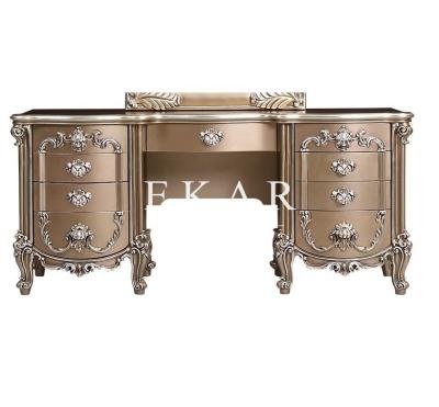 Chine Luxury Gold Vanity Antique Hand Carved Wooden Dressing Table LS-A133D à vendre