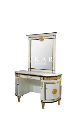 China High Class Bedroom Dressing Desk Curved Gold Mirror FLN-M-ZJ201 en venta