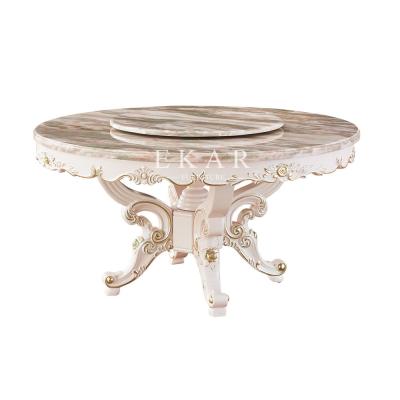 China Round Rotating Centre Set 6 Chair Marble Dining Table OY-CT02 en venta