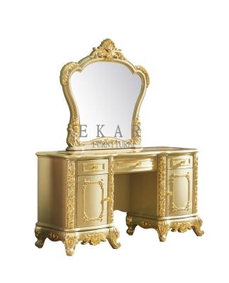 Chine Makeup Wooden Carving Golden Dressing Table Dresser With Mirror LF-777 à vendre