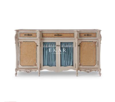 China Classic Ash Wooden Antique Sideboard Cabinet With Fancy Shell Decoration for sale