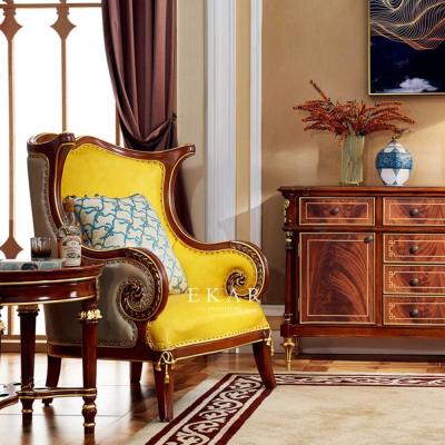 China Living Room Luxury Wooden Frame Classic Leather Leisure Arm Chair for sale