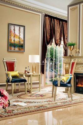 China Luxury Classic Living Room Wooden Frame Leather Antique Leisure Arm Chair for sale