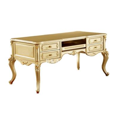 Китай Classic Home Office Table Carved Gold Wood Vintage Luxury Office Desk продается