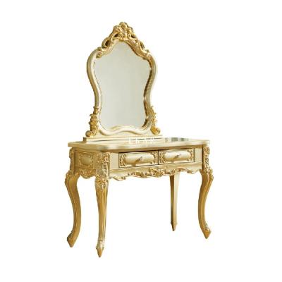 Chine Antique Bedroom Mmakeup Table With Mirror Gold European Solid Wood Dressing Table à vendre