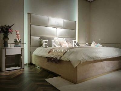 China High End Modern Leather Bed For Villa Bedroom Furniture Set en venta