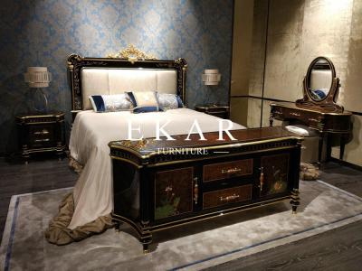 China Lotus Luxury King Size Bed Bedroom Furniture Bedroom Set Solid Wood Bed à venda