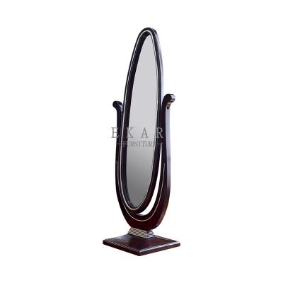 China Wood Dressing Oval Shaped Standing Mirror for sale