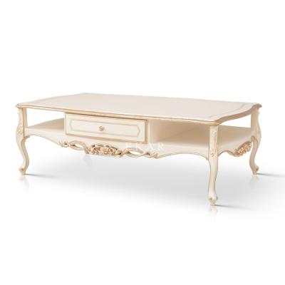 China Classic Luxury Italian Design Hand Carved Wood Coffee Table With Drawer en venta