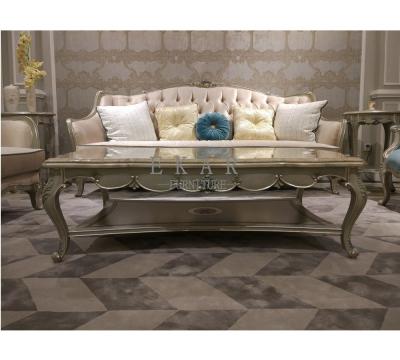 China Luxury Elegant Hand Carved Marble Top With Wood Top Coffee Table For Sale en venta