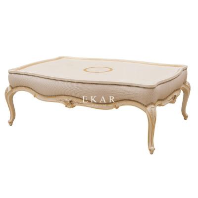 China 2019 New Design Antique Solid Wood With Fabric Elegant Luxury Coffee Table for sale