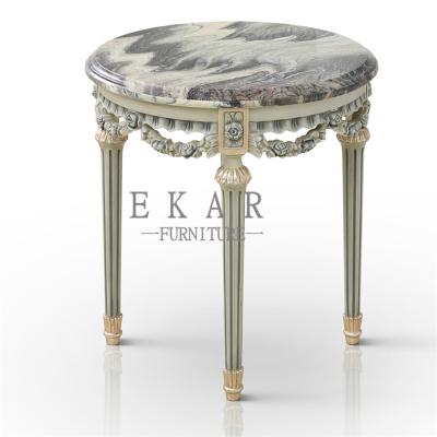 Китай Corner Carved Wood Marble Top Coffee Antique End Table For Sofa продается